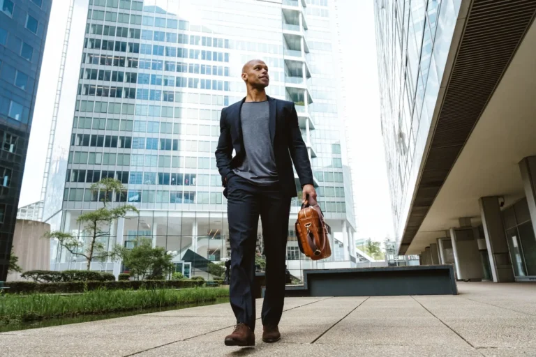 person walking with purpose demonstrating confidence and presence
